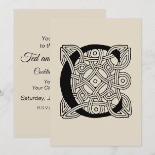 Invitación Monograma de letra C con nudo celta vintage