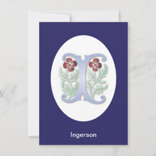 Invitación Monograma de letra I Fleur de lis