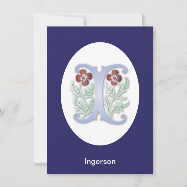 Invitación Monograma de letra I Fleur de lis (Anverso)
