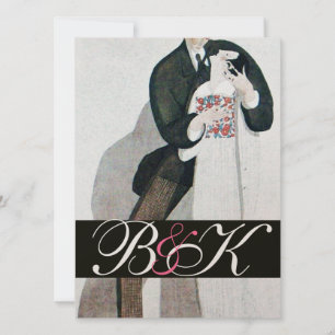 INVITACIÓN MONOGRAMA DE NOVIA ROMÁNTICA Y FIESTA DE BODA DE C