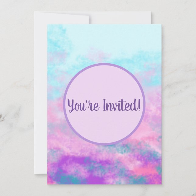 Invitación Monograma de nubes rosadas (Anverso)