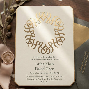 Invitación Monograma de Nudo Celta Verde Salvia Minimalista
