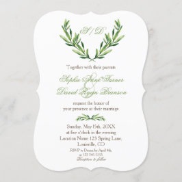 Invitación Monograma de onograma de oliva verde esmeralda