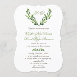 Invitación Monograma de onograma de oliva verde esmeralda