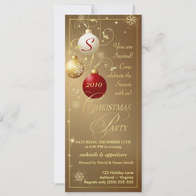 Invitación Monograma de oro elegante para la fiesta de los Na (Anverso)