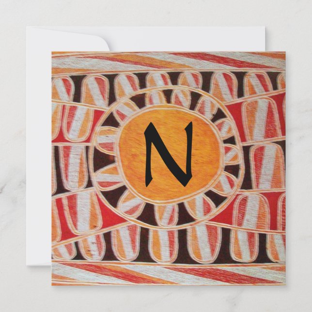 Invitación MONOGRAMA DE ORO SOLAR, negro naranja amarillo bri (Anverso)