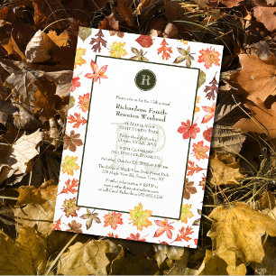 Invitación Monograma de otoño de picnic de la Reunión Familia