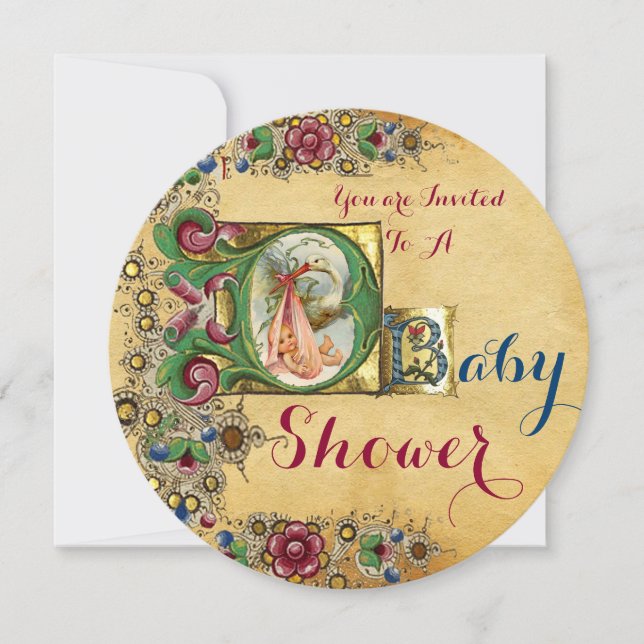 INVITACIÓN MONOGRAMA DE PARCHMENTO FLORAL DE LA HISTORIA DE B (Anverso)