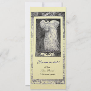 Invitación MONOGRAMA DE PAVO REAL DE AMOR DE BODAS ,negro bla