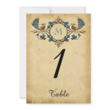 Monograma de pavo real vintage Número de tabla