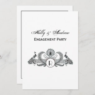 Invitación Monograma de pavos reales