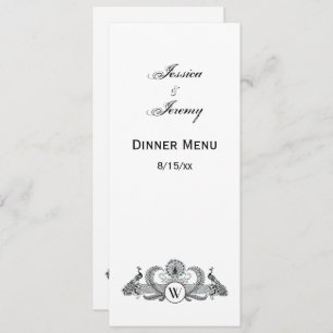 Invitación Monograma de pavos reales