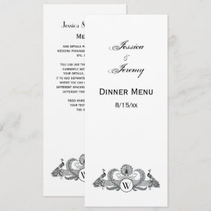 Invitación Monograma de Pavos Reales Vintage