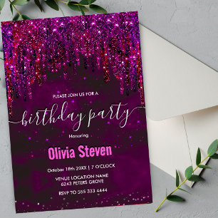 Invitación Monograma de perforaciones de Purpurina de unicorn
