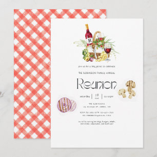 Invitación Monograma de picnic de la Reunión Familiar BBQ