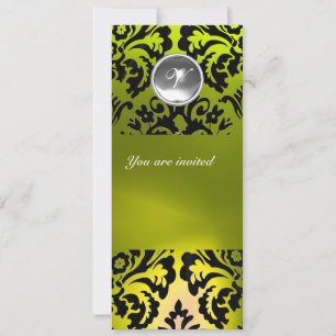 INVITACIÓN MONOGRAMA DE PIEDRA DE GIMNASIO NEGRO Y AMARILLO