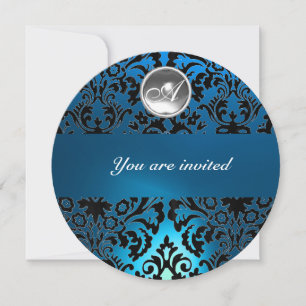 INVITACIÓN MONOGRAMA DE PIEDRA DE GIMNASIO NEGRO Y AZUL