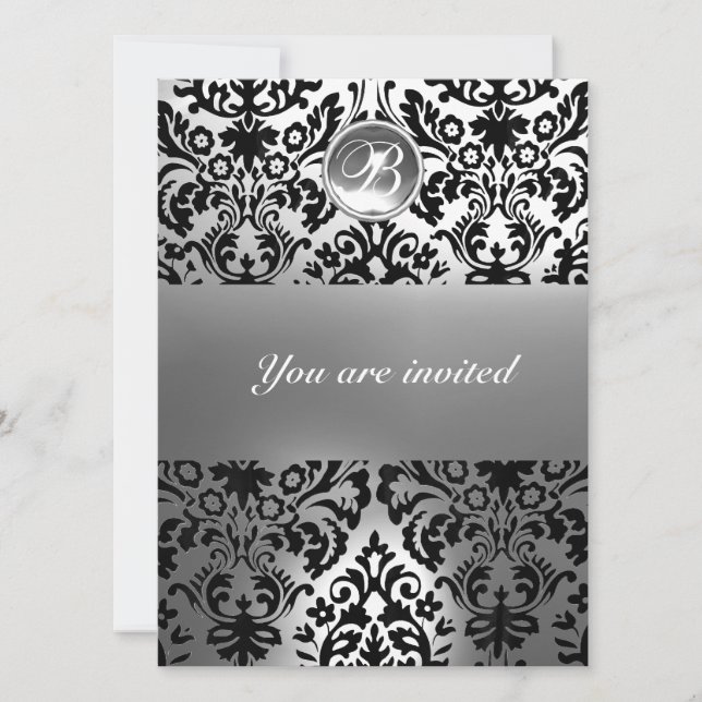 INVITACIÓN MONOGRAMA DE PIEDRA DE GIMNASIO NEGRO Y BLANCO (Anverso)