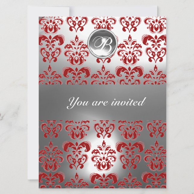 INVITACIÓN MONOGRAMA DE PIEDRA DE GIMNASIO ROJO Y BLANCO (Anverso)