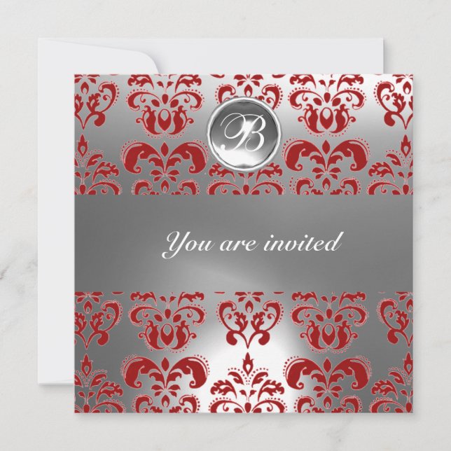 INVITACIÓN MONOGRAMA DE PIEDRA DE GIMNASIO ROJO Y BLANCO (Anverso)