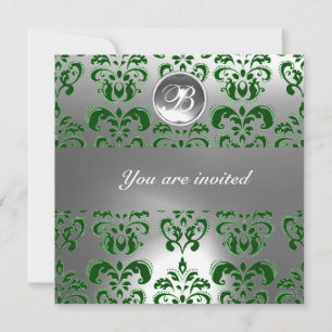 INVITACIÓN MONOGRAMA DE PIEDRA DE GIMNASIO VERDE Y BLANCO