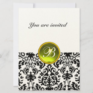 Invitación MONOGRAMA DE PIEDRA PRECIOSA DAMASCO manchado de a