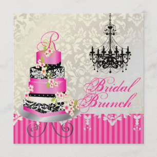 Invitación monograma de PixDezines nupcial, pastel de boda ro
