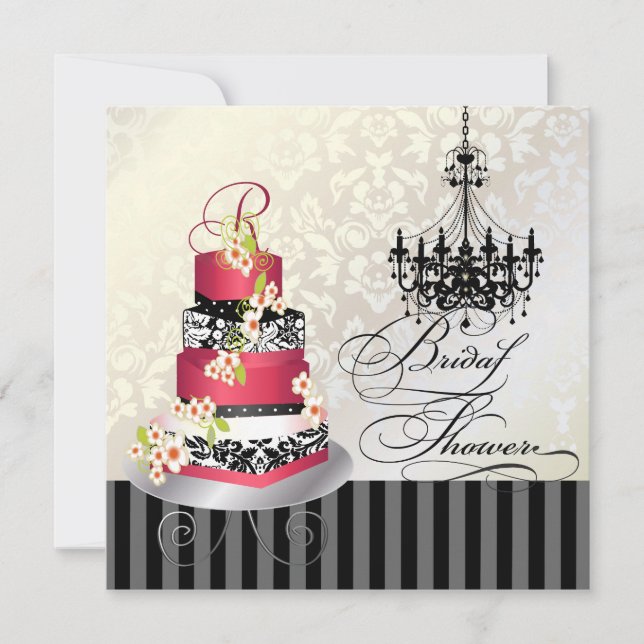 Invitación Monograma de PixDezines, pastel de terciopelo rojo (Anverso)