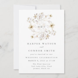 Invitación Monograma de primavera elegante Flor silvestre