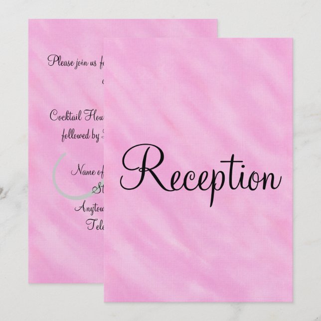 Invitación Monograma de recepción de casamiento rosa Rubor (Anverso / Reverso)