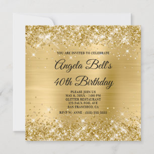 Invitación Monograma de Relieve metalizado de brillo de oro l