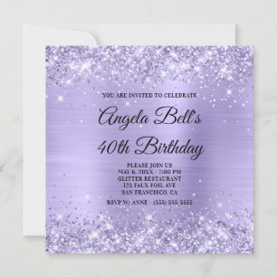 Invitación Monograma de Relieve metalizado Fancy de lavanda P