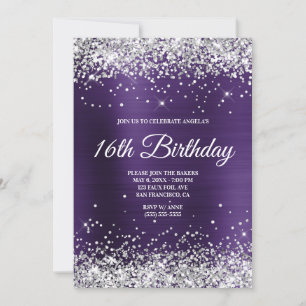 Invitación Monograma de Relieve metalizado violeta oscuro Pur