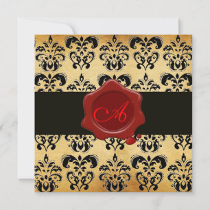 INVITACIÓN MONOGRAMA DE SELLO DE CERRAMIENTOS DE DAMASK PARCH