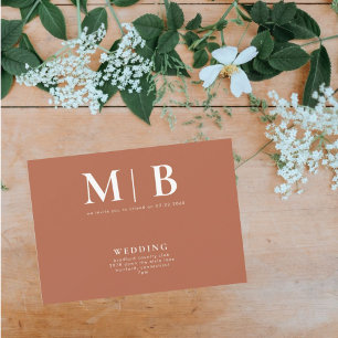 Invitación Monograma de Terracota Elegante y Simple Sin Padre