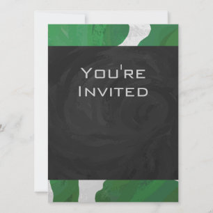 Invitación Monograma de vaca verde y blanco