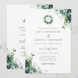 Invitación Monograma de vegetación de eucalipto Boda todo en 