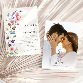 Invitación Monograma de verano de primavera de flores silvest