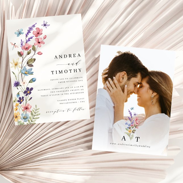 Invitación Monograma de verano de primavera de flores silvest (Subido por el creador)