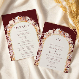 Invitación Monograma Del Arco Borgoñonés Otoño Todo En Un Bod