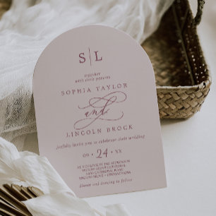 Invitación Monograma del Arco de SOFIA Borgoña y Boda de Rubo