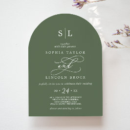 Invitación Monograma del arco de SOPHIA Boda verde oliva de b