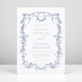 Invitación Monograma del Boda azul turbio de Victoria