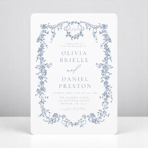 Invitación Monograma del Boda azul turbio de Victoria