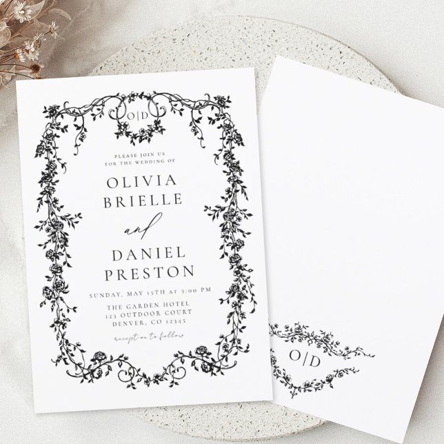 Invitación Monograma del Boda blanco negro de Francia victori (Subido por el creador)