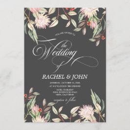 Invitación Monograma del Boda caligráfico de las flores austr