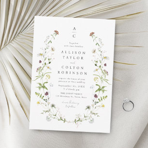 Invitación Monograma del Boda de Boho Rústico de Flor Silvest
