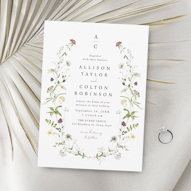 Invitación Monograma del Boda de Boho Rústico de Flor Silvest (Subido por el creador)