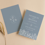 Invitación Monograma del Boda de Flor Silvestre Azul Dusto<br><div class="desc">Invitación en Monograma del Boda de Flor Silvestre Azul Dusty Azul Minimalista. Personalice fácilmente reemplazando cada información. Asegúrese de comprobar la previsualización antes de añadir al carrito.</div>