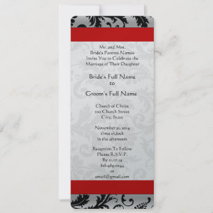 Invitación Monograma del Boda de muelles de Damask gris y neg